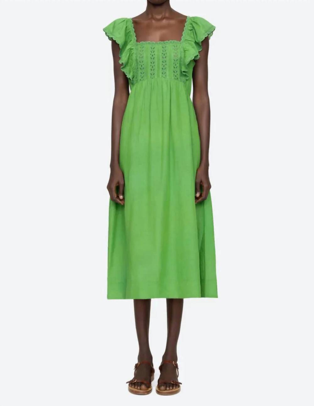 NEW SEA eliza midi dress in green